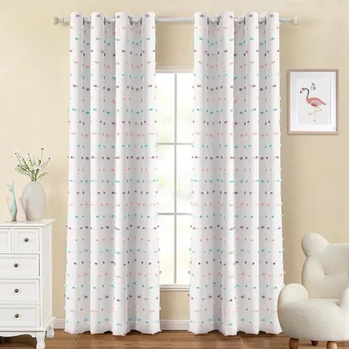 Vista 16 de MYSKY HOME - Cortinas opacas rosadas para dormitorio de niñas de 54 pulgadas de largo, cortinas cortas para tratamiento de ventanas, 100% cortinas