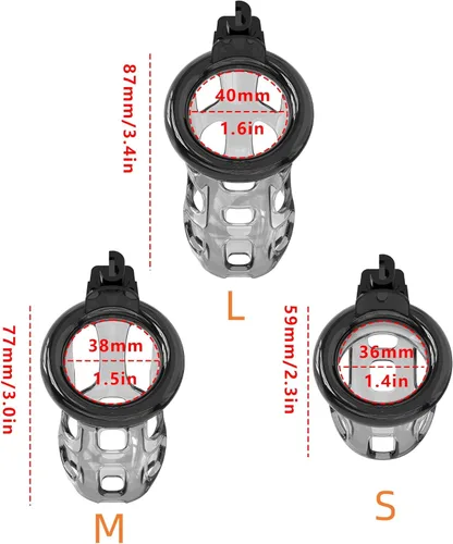 Vista 3 de Soft Rubber Male Chastity Cage, with 6 Size Rings, Invisible Lock Man Penis Exercise Bondage Gear & Accessories Lightweight Adult Sex Toys (Black, S)