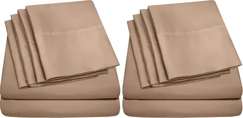 Vista 59 de Juego de sábanas de 4 piezas para camas individuales de 1500 hilos de microfibra de cepillado fino con bolsillo profundo - 1 funda de almohada