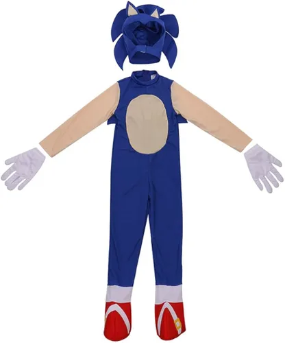 Vista 2 de JAHWIE Kids Cartoon Pretend Play Costumes Bodysuit Halloween Hedgehog Cosplay Jumpsuit With Gloves and Headwear For Boys