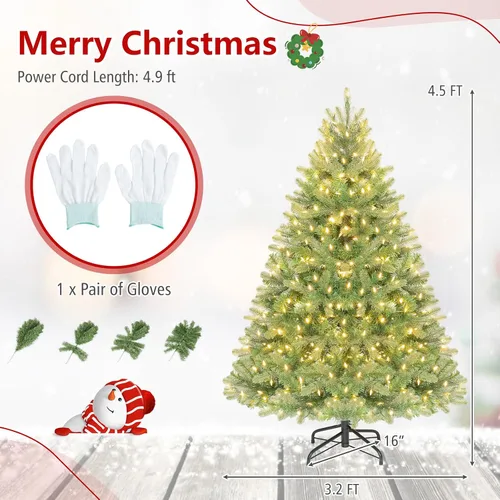 Vista 7 de Goplus Árbol de Navidad de abeto artificial preiluminado de 4.5 pies con Rosa