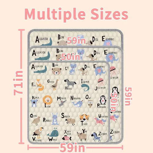 Vista 7 de Tapete de juego para bebé para suelo, tapete de corral de 50 x 50 pulgadas, suave, portátil, antideslizante, lavable a máquina, compañero de juego