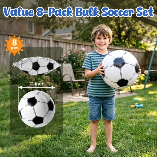 Vista 2 de FUTUREPLUSX 8 pelotas de playa, pelota de fútbol inflable de 12 pulgadas para niños, regalos de fiesta de verano, juegos acuáticos, decoraciones
