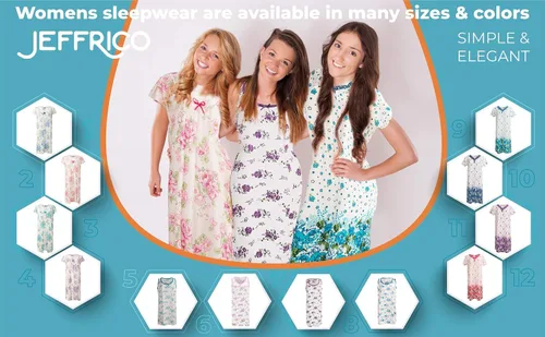 Vista 7 de JEFFRICO Camisones para Mujeres Ropa de Dormir Vestido de Pijama Suave Camisones