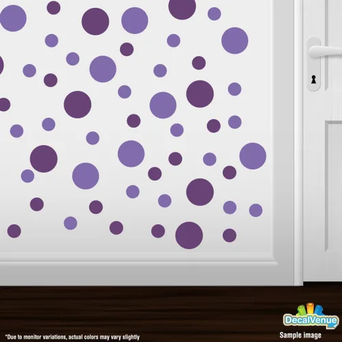 Vista 2 de Pegatinas de pared de vinilo púrpura/lavanda - círculos de 2 y 4 pulgadas (30 calcomanías)