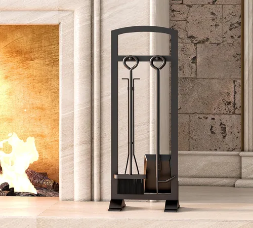 Vista 5 de Kingson Juego de herramientas ligeras de 5 piezas para chimenea: portátil, compacto y elegante kit de accesorios para hogueras