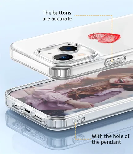 Vista 5 de ZQWY Funda compatible con iPhone 14/iPhone 13, estética transparente con diseño con protector de pantalla, protector de lente de cámara, a prueba