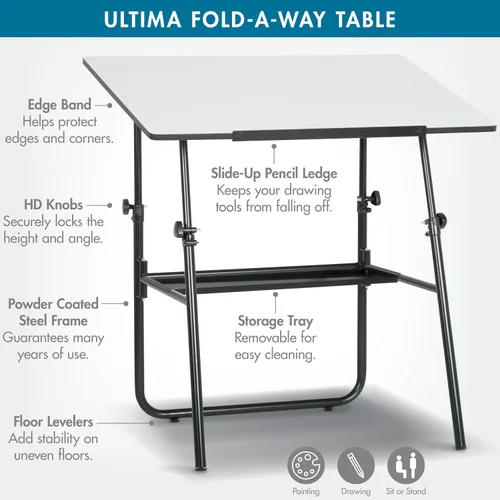 Vista 3 de Studio Designs 19652 Ultima Fold A Way Mesa, color negro