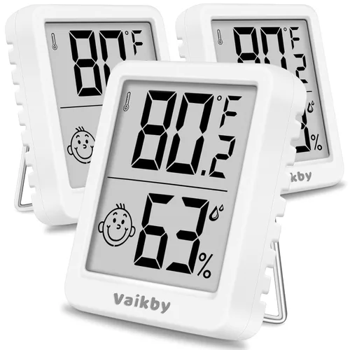 Vista 9 de Higrómetro de humedad para interiores, paquete de 3, termómetro de habitación para monitor preciso de temperatura ambiente, higrómetro digital