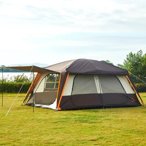 Vista 7 de KTT Extra Large Tent 6-12-14 Person,Family Cabin Tents,2 Rooms,3 Doors and 3 Windows with Mesh,Straight Wall,Waterproof,Double Layer,Big Tent for