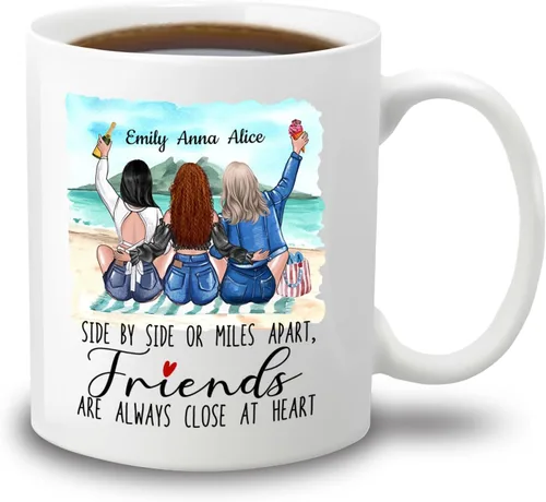 Vista 23 de Taza de café personalizada de la amistad para mejores amigos, mejores amigos, hermana del alma, tazas de café personalizadas para mejores amigas