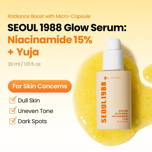 Vista 2 de K-SECRET SEOUL 1988 - Suero de niacinamida al 15% brillante, manchas oscuras, cuidado del tono de piel desigual, suero hidratante con niacinamida