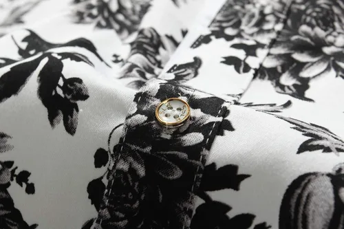Vista 5 de SSLR Camisa hawaiana de manga larga con botones de algodón floral para hombre