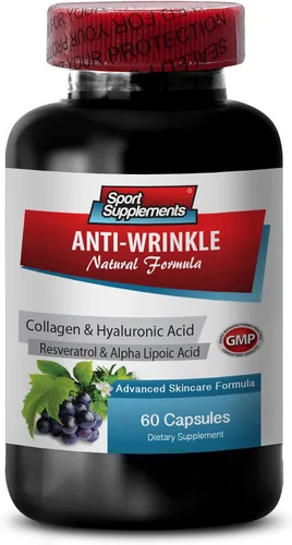 Vista 2 de Resveratrol 250 - Píldoras antiarrugas - Cuidado de la piel antienvejecimiento para mujeres, píldoras antiarrugas de colágeno, jugo de aloe vera