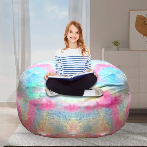 Vista 48 de Puf para adultos y niños sin relleno, sofá perezoso suave y redondo, funda de sofá de puf clásico, saco de amor para dormitorio, silla de lectura