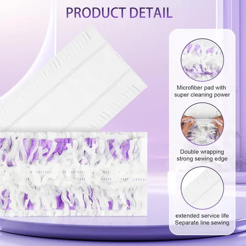 Vista 3 de Paquete de 60 almohadillas desechables compatibles con mopa Swiffer Recambio de mopa eléctrica Purple 60