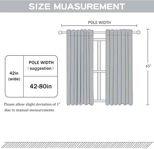 Vista 7 de DUALIFE Cortinas opacas de 45 pulgadas de largo, 2 paneles para ventanas pequeñas de dormitorio, aislamiento térmico, bolsillo para barra, cortinas