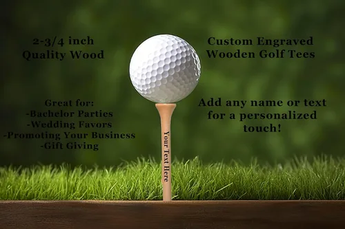 Vista 3 de 100 camisetas de golf de madera natural personalizadas de 2 3/4 pulgadas • Sube tu propio texto