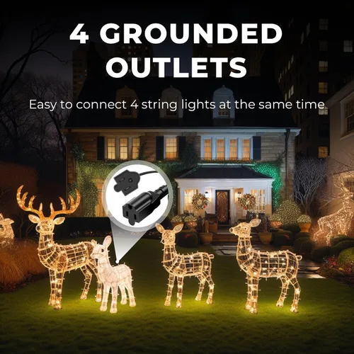 Vista 2 de YOTIGER Cable de extensión para exteriores de 1 a 4 divisores para luces de Navidad, máximo 33.3 pies de extremo a extremo (43 pies en total)