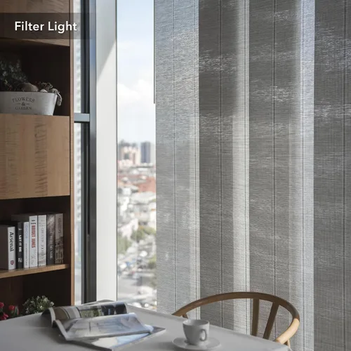 Vista 4 de GoDear Design panel ajustable de cortina deslizante para divisores de habitación colgantes 45.8"- 86" de ancho x 96" de alto, persianas verticales