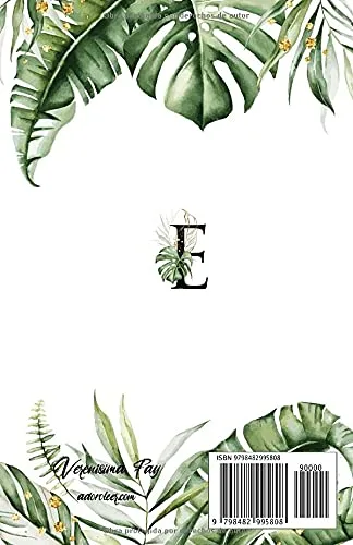 Vista 2 de E Libreta con la letra E - Cuadernos bonitos a5 para regalar con diseño tropical - Libreta 1 raya con páginas decoradas