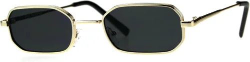 Vista 2 de SA106 Gafas de sol rectangulares hippie con borde de metal estrecho para hombre