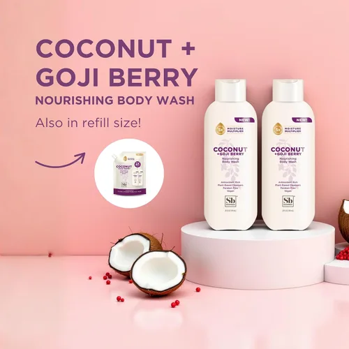 Vista 7 de Soapbox Gel de baño, coco + bayas de Goji para mujeres, hombres, vegano + jabón hidratante rico en antioxidantes con manteca de karité, péptidos
