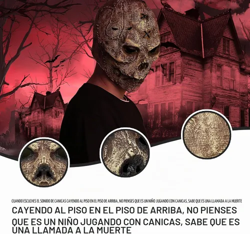Vista 2 de Máscara de calavera de terror, máscara de calavera de arpillera para Halloween, cara de fantasma, disfraz de Halloween, carnaval, accesorios de látex