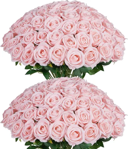 Vista 6 de InnoGear 50 unidades de rosas negras artificiales, rosas de terciopelo de seda falsas a granel, flores artificiales para decoración, ramos de boda