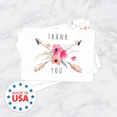 Vista 6 de Boho Spirit tarjeta de agradecimiento surtidas – Set de 36 interior en blanco – 6 Diseños interior en blanco – de tarjetas con sobres blancos