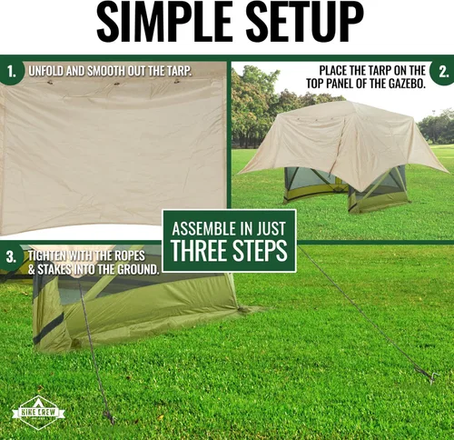 Vista 3 de Hike Crew Toldo de refugio de lluvia compatible con carpa desplegable de 4 lados con paneles de 6 pies Toldo duradero que transforma tu glorieta