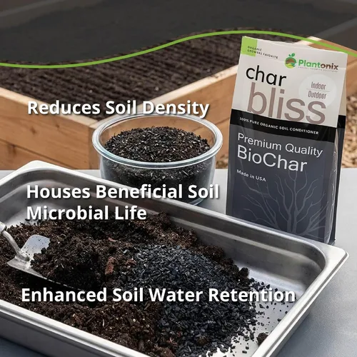 Vista 5 de Char Bliss (1 cuarto de galón) - Biochar orgánico para plantas - Enmienda orgánica del suelo de biochar con certificación OMRI - Carbón hortícola