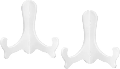 Vista 7 de uxcell 2pcs 6" soporte de placa de caballete, soporte de exhibición plegable de plástico marrón para marco de imagen decorativo