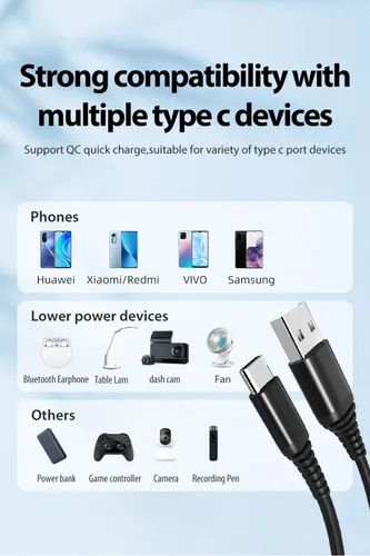 Vista 4 de Paquete de 5 cables USB tipo C [6 pies Carga rápida 3A trenzados] - Cable de carga USB-A a USB-C, compatible con iPhone 17 16 15 Plus Pro Max