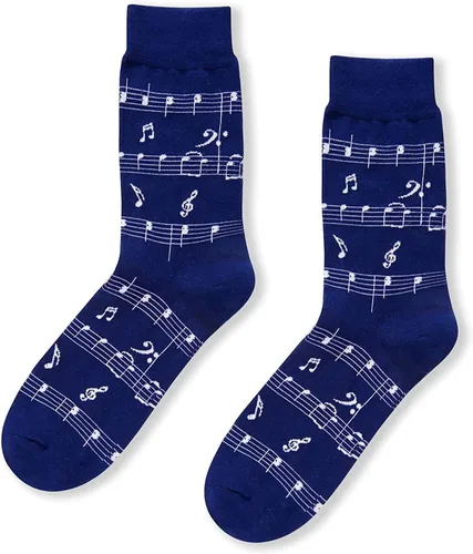 Vista 4 de HAPPYPOP Regalos de notas musicales para hombres, calcetines novedosos para piano de guitarra, regalos de batería para amantes de la música