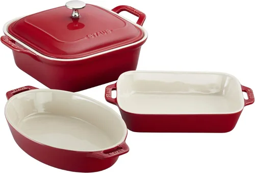 Vista 9 de STAUB Juego de platos rectangulares de cerámica para hornear de 2 piezas - Citron