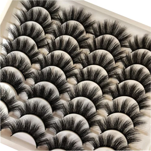 Vista 2 de Pestañas postizas de 0.787 pulgadas de grosor, paquete de 16 pares de pestañas postizas dramáticas, 2 estilos 5D, largas, suaves, hechas a mano