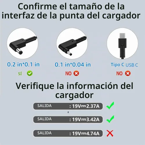 Vista 5 de Cargador para portátil N19C3 65W 45W 0.2x0.1 in compatible con Acer Aspire