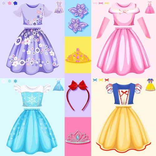 Vista 9 de Meland Disfraz de princesa para niñas pequeñas, disfraz de princesa, regalo para niñas de 3 a 8 años, juego de simulación