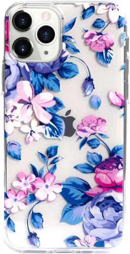 Vista 4 de Funda de flores para iPhone 11 Pro (5.8 pulgadas), patrón floral transparente y delgado, diseño femenino ultrafino, a prueba de golpes, parte
