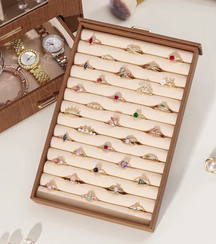 Vista 8 de Homde Organizador de joyas con ganchos transparentes para collares de ventana, regalo para mujeres, caja de joyería para collares, anillos, aretes