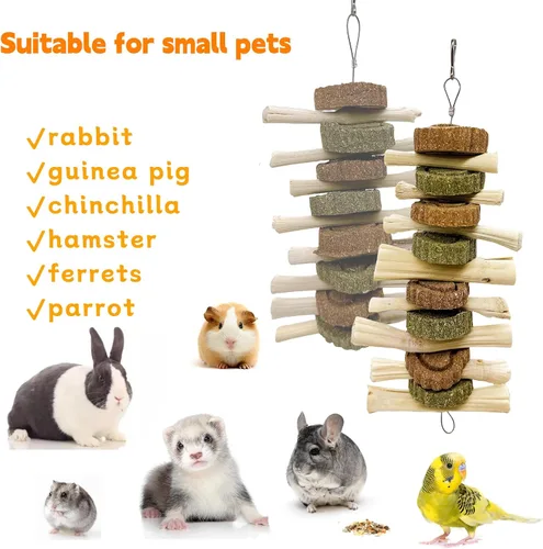Vista 5 de 3PCS Bunny Chew Toys Rabbit Treats Timothy Heno Pasteles de hierba