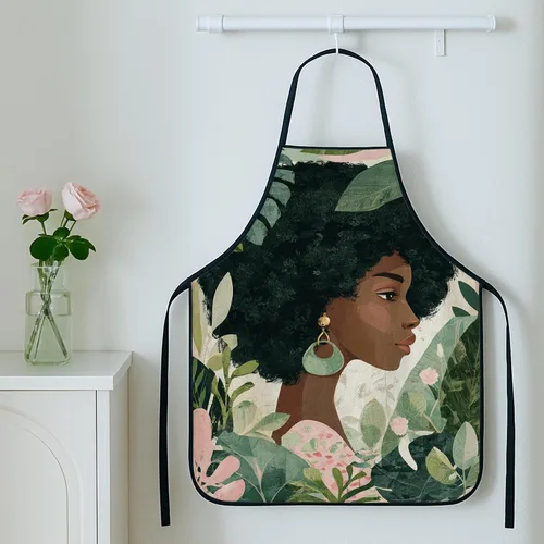 Vista 5 de Botanical Aprons for Cooking, Artistic Floral Design Kitchen Apron for Adults, Stylish Greenery Pattern Washable Apron Bbq
