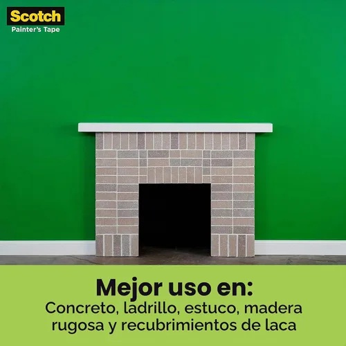 Vista 10 de Cinta adhesiva de 3M, 2060, para superficies de difícil adherencia, Verde, 2060-1.5A 1.41 in x 60 yd, Green Paint Tape, Protects Surfaces and