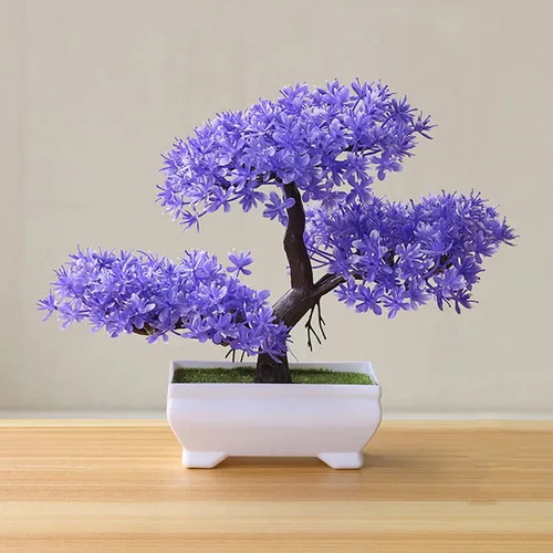 Vista 11 de Árbol bonsái artificial simulación planta en maceta oficina sala de estar decoración del hogar verde