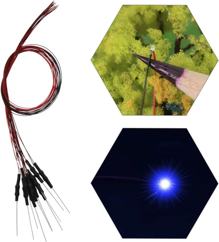 Vista 16 de L0603B 20pcs pre-cableado SMD LED 0603 Bule Diodo emisor de luz 12V Micro Litz Cable Cable Longitud 7.8 pulgadas (7.9 in) para DIY Manual