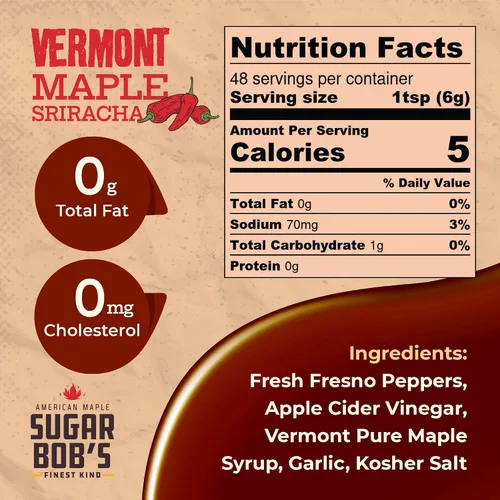 Vista 3 de Sugar Bob's Finest Kind, Paquete variado de salsa picante y juego de regalo, incluye salsas picantes Vermont Maple Sriracha, Jalapeño y Habanero