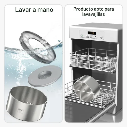 Vista 8 de Feedoo Cuenco de agua antiderrames para perros, de acero inoxidable de doble pared con tapa a prueba de salpicaduras y disco flotante, base Gris
