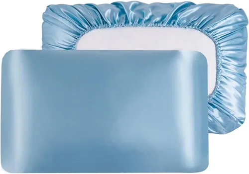 Vista 7 de YFlifangting - 2 fundas de almohada de seda gris con memoria y satén, tamaño Queen y King, funda de almohada elástica de seda satinada de color liso