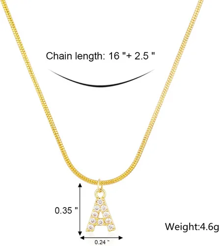 Vista 7 de Pequeños collares con inicial de oro para mujer, chapado en oro de 14 quilates, collar con dije de letra de circonita cúbica, collar personalizado
